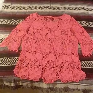 Crocheted bright coral top